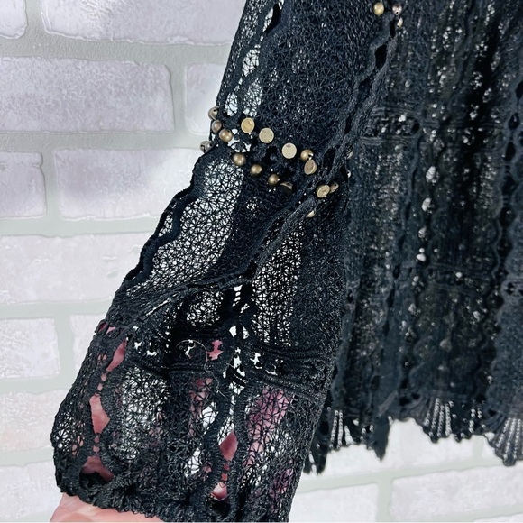 Anthropologie Maeve Auralis Black Lace Top with Grommets Size S - Picture 6 of 10
